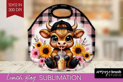 Highland Cow Lunch Bag - Summer Lunch Bug PNG Sublimation Product Image 1