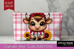 Highland Cow Cosmetic Bag - Summer Makeup Bag PNG Product Image 1