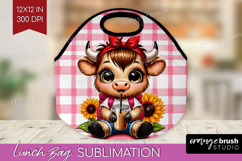 Highland Cow Lunch Bag - Summer Lunch Bug PNG Sublimation Product Image 1