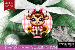 Highland Cow Ornament PNG - Summer PNG Sublimation Product Image 1