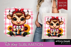 Highland Cow Tote Bag - Summer Tote Bag PNG Sublimation Product Image 1