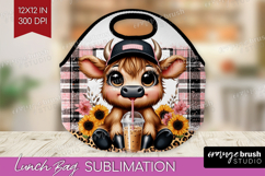 Highland Cow Lunch Bag - Summer Lunch Bug PNG Sublimation Product Image 1