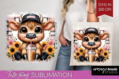 Highland Cow Tote Bag - Summer Tote Bag PNG Sublimation Product Image 1
