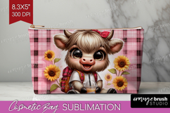 Highland Cow Cosmetic Bag - Summer Makeup Bag PNG Product Image 1