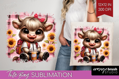 Highland Cow Tote Bag - Summer Tote Bag PNG Sublimation Product Image 1
