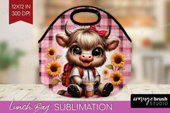 Highland Cow Lunch Bag - Summer Lunch Bug PNG Sublimation Product Image 1