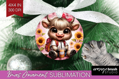 Highland Cow Ornament PNG - Summer PNG Sublimation Product Image 1
