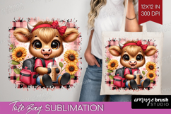Highland Cow Tote Bag - Summer Tote Bag PNG Sublimation Product Image 1