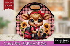 Highland Cow Lunch Bag - Summer Lunch Bug PNG Sublimation Product Image 1