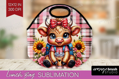 Highland Cow Lunch Bag - Summer Lunch Bug PNG Sublimation Product Image 1