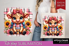 Highland Cow Tote Bag - Summer Tote Bag PNG Sublimation Product Image 1