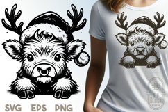 Baby Highland Cow Disguised as a Reindeer SVG File Product Image 1