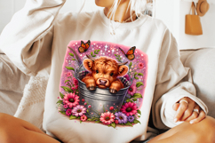 Floral Highland Cow PNG, Cute Baby Highland Cow PNG, Heifer Product Image 3