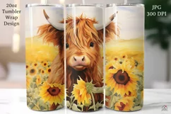 Highland Cow Tumbler Wrap JPG Fall Autumn Sublimation Product Image 1