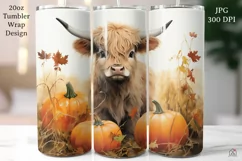 Highland Cow Tumbler Wrap JPG Fall Autumn Sublimation Product Image 1