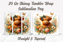 Floral Highland Cow Tumbler Wrap, Cute Highland Cow Tumbler Product Image 2
