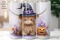 Baby Highland Cow Halloween Tumbler WrapSublimation Design Product Image 1
