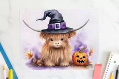 Baby Highland Cow Halloween Tumbler WrapSublimation Design Product Image 2