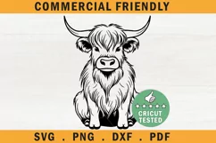 Highland Cow sitting Svg, Highland Cow sublimation clipart Product Image 1