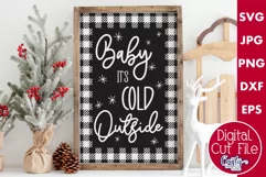 Baby It's Cold Outside Buffalo Plaid Christmas Farmhouse Svg Product Image 1