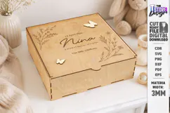 Baby Keepsake Memory Box Laser Cut | Wooden Storage Box SVG Product Image 1