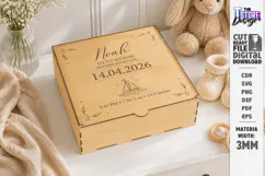 Baby Keepsake Memory Box Laser Cut | Wooden Storage Box SVG Product Image 1