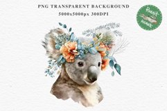 Baby Koala Forest Animals Clipart PNG Scrapbooking Nursery Art Image Watercolor  Transparent Print invitation shirt designs sublimation kids printable digital watercolor baby Koala floral, scrapbooking clipart, sublimation nursery drawing, forest animals