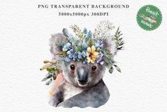 Baby Koala Forest Animals Clipart PNG Scrapbooking Nursery Art Image Watercolor  Transparent Print invitation shirt designs sublimation kids printable digital watercolor baby Koala floral, scrapbooking clipart, sublimation nursery drawing, forest animals