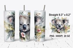 Baby Koala Watercolor Tumbler Wrap, Koala Tower Sublimation Product Image 1