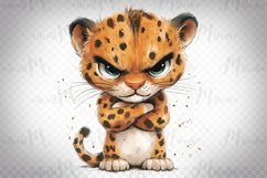 Grumpy Baby Leopard - Cute Watercolor Animal Clipart PNG Product Image 1