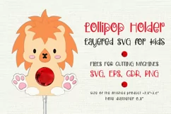 Baby Lion Lollipop Holder. Birthday party favor. Paper craft template for cutting machines