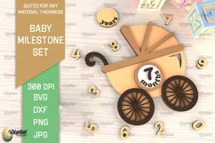 Baby Milestone Card Laser Cut. Baby Months Card SVG Design Product Image 1