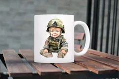 Baby Military Army Watercolor Sublimation Clipart Product Image 5