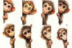 Baby Monkey Peeking 34 PNG 4k Clipart Transparent Background Product Image 2