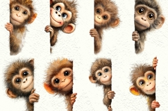 Baby Monkey Peeking 34 PNG 4k Clipart Transparent Background Product Image 4