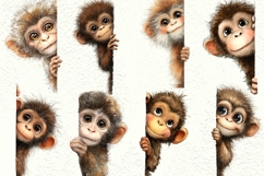 Baby Monkey Peeking 34 PNG 4k Clipart Transparent Background Product Image 5