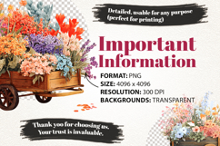 Wooden Flower Cart Clipart Bundle 19 PNG Transparent BG Product Image 6
