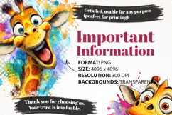 Cute Giraffe Clipart Bundle 28 PNG Transparent BG Product Image 5