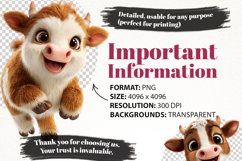 Baby Calf Clipart Bundle 15 PNG Transparent BG Product Image 5