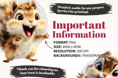 Baby Squirrel Clipart Bundle 28 PNG Transparent BG Product Image 5