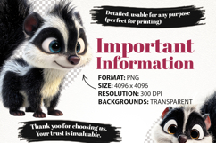 Funky Skunk Clipart Bundle 40 PNG Transparent BG Product Image 6