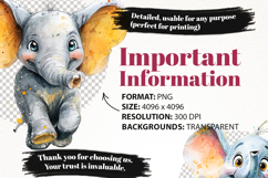 Cute Elephant PNG Cartoon Clipart Bundle 40 PNG Product Image 5
