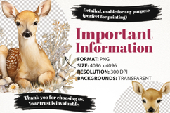 Sweet Baby Deer Clipart Bundle 40 PNG Product Image 6