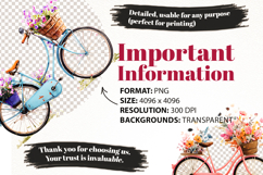 Floral Bikes Clipart Bundle 40 PNG Vintage Transparent BG Product Image 7