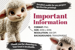 Baby Lamb Clipart Bundle 28 PNG Transparent BG Product Image 7