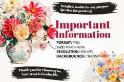 Floral Ceramic Vase Clipart Bundle 42 PNG Transparent BG Product Image 6