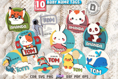 Baby Name Tags Laser Cut Bundle|Personalized 3D Name Pin|CNC Product Image 1