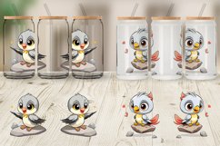Baby Nightingale Illustration Glass Can Wraps Product Image 6