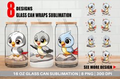 Baby Nightingale Illustration Glass Can Wraps Product Image 1