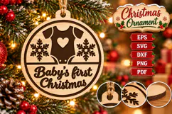 Baby Onesie Laser Cut Wood File, Christmas Ornament SVG Product Image 2